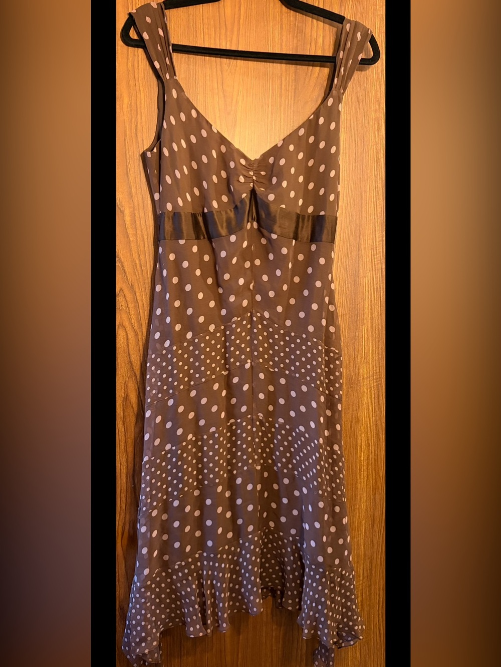 BCBG Polka Dot Brown dress with Satin band under the breast area for uniqueness
